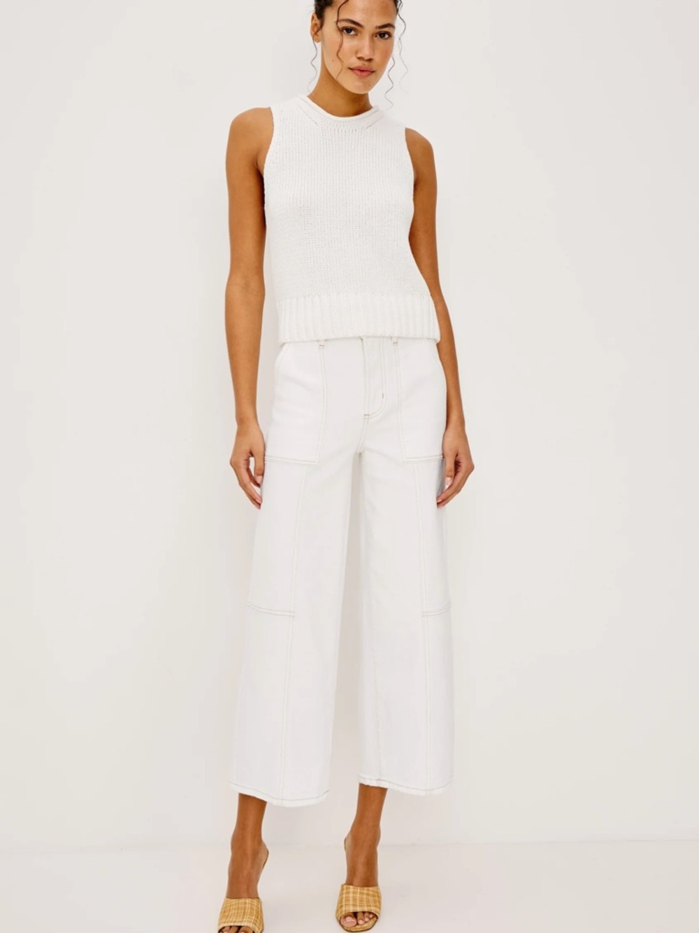 NEW RAILS The Getty Jeans Crop High Rise Wide Leg Jeans Pants.  Ecru White.  29